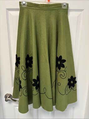 Vintage 1950s Olive Green Felt Skirt